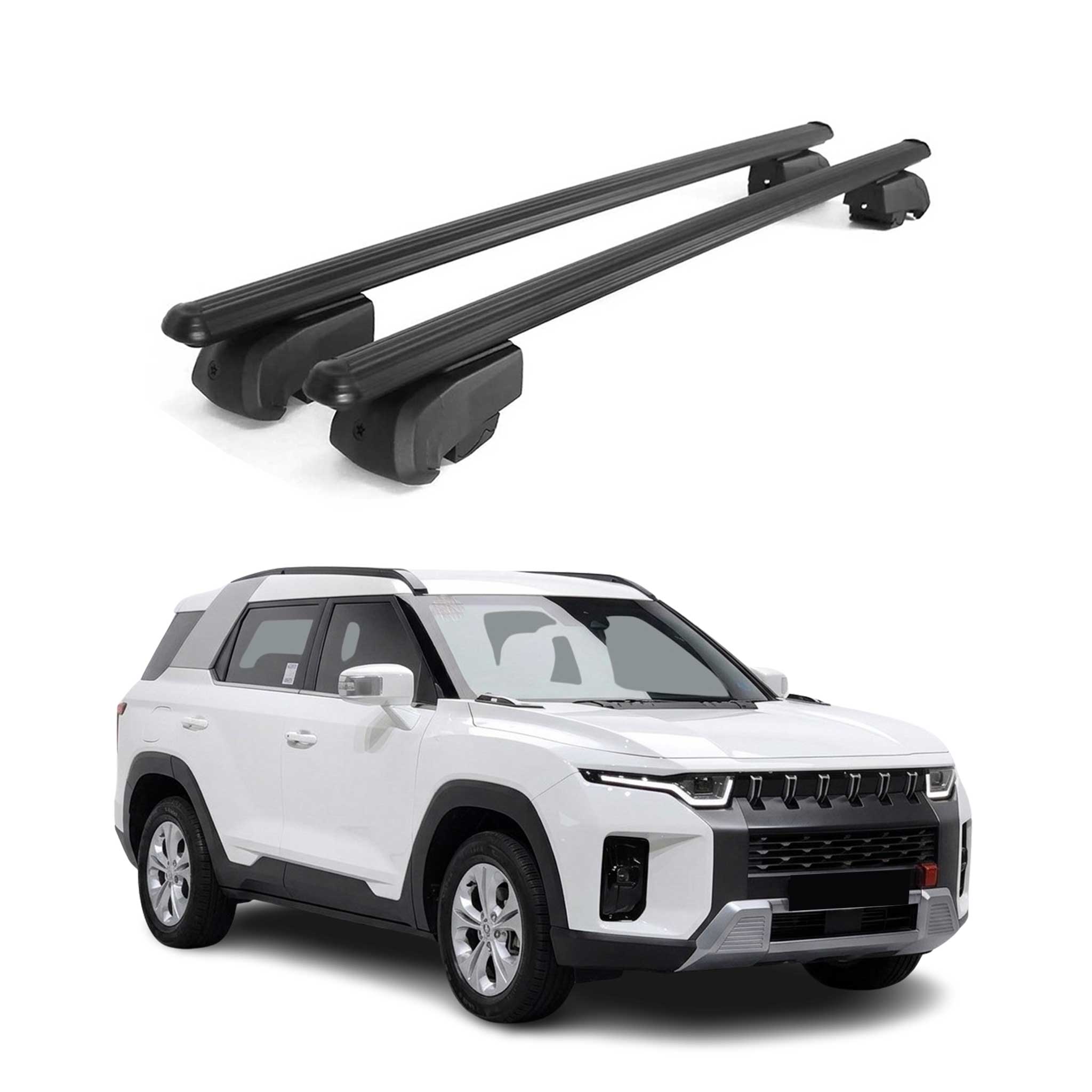 Barres de toit pour SsangYong Torres / KGM Torres 2022-2026 Aluminium Noir 2Pcs