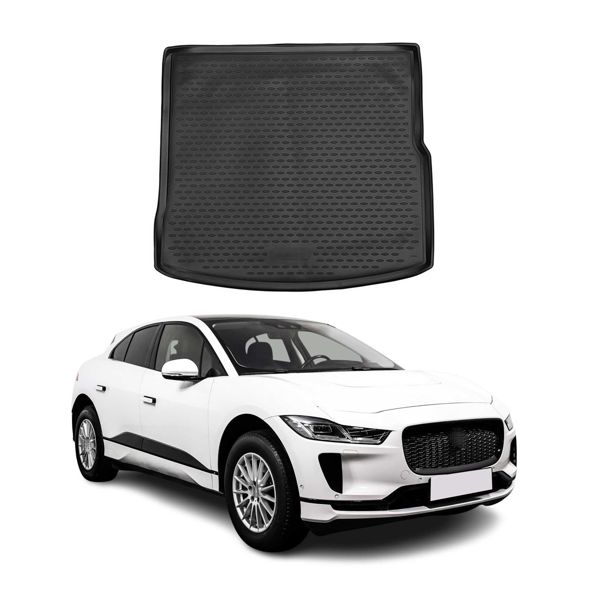 OMAC Tapis de coffre pour Jaguar I-Pace 2018-2024 sur mesure en caoutchouc Noir