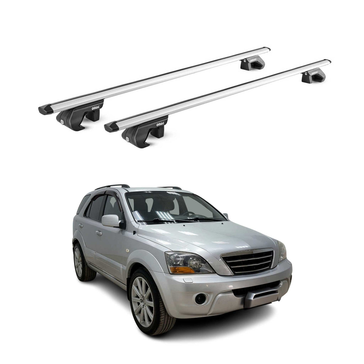 Barres de toit transversales pour Kia Sorento JC 2002-2009 Alu Gris 2 pièces ABE