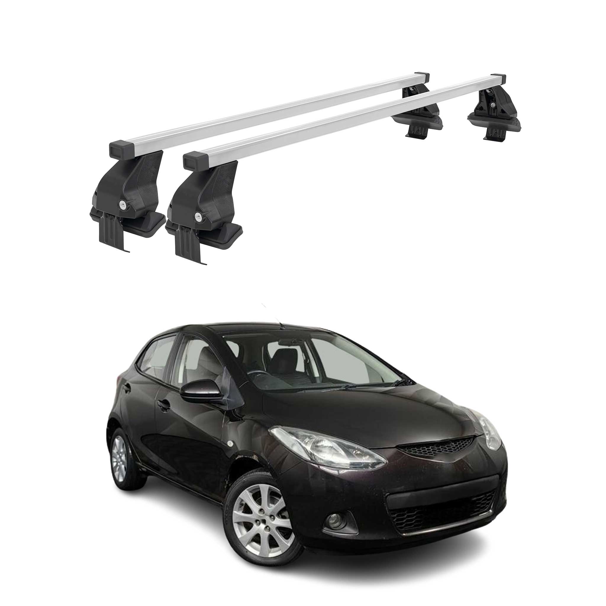 Barres de toit transversales pour Mazda 2 2007-2009 Acier Gris