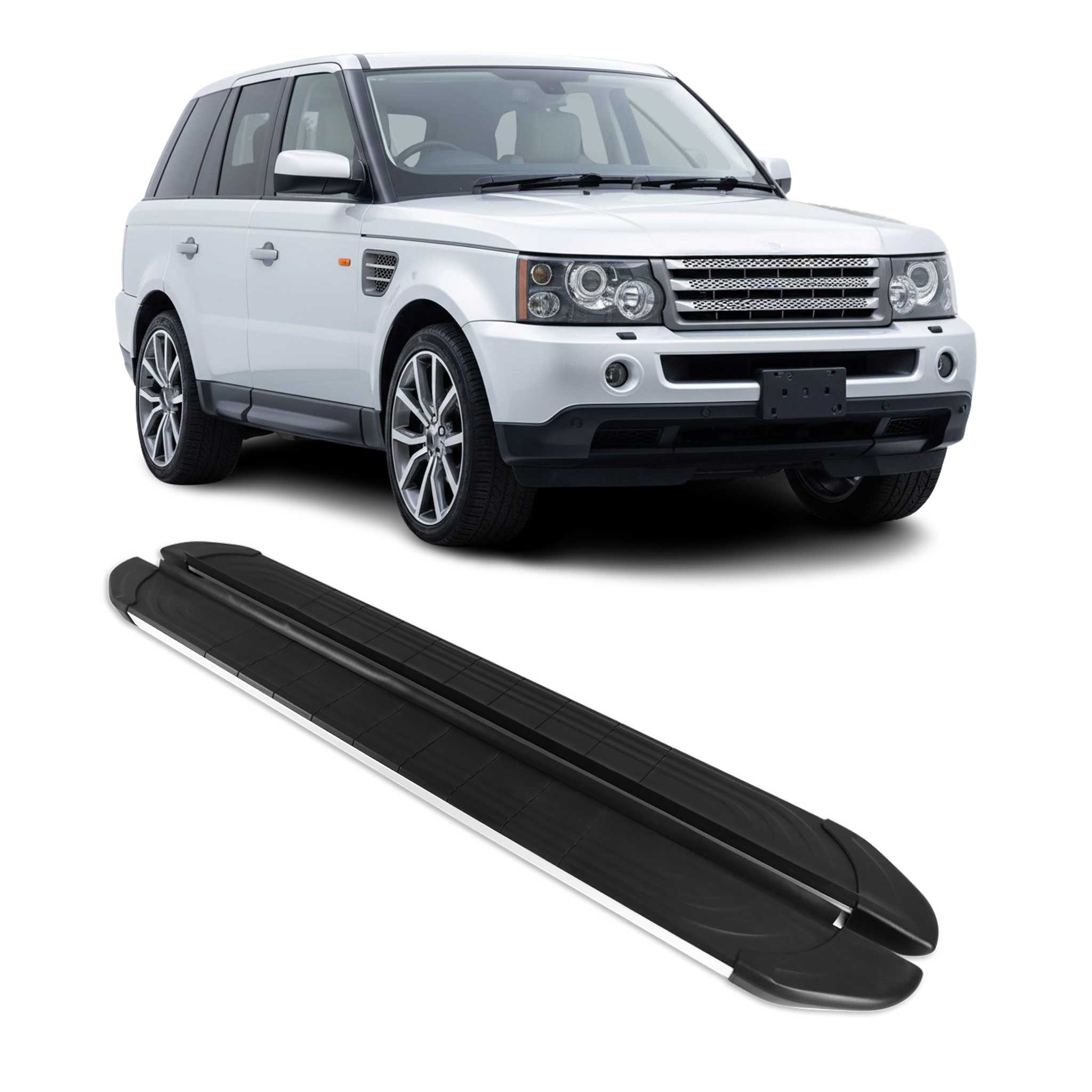 Marchepieds Latéraux pour Range Rover Sport L320 2005-2013 Alu Gris Noir 2Pcs
