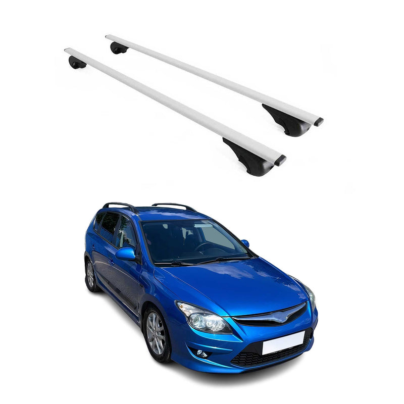 Barres de toit Transversales pour Hyundai i30 Break 2008-2012 Fer Argent