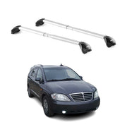 Barres de toit pour Ssangyong Rodius 2004-2019 5P Gris Argenté 2 pièces ABE