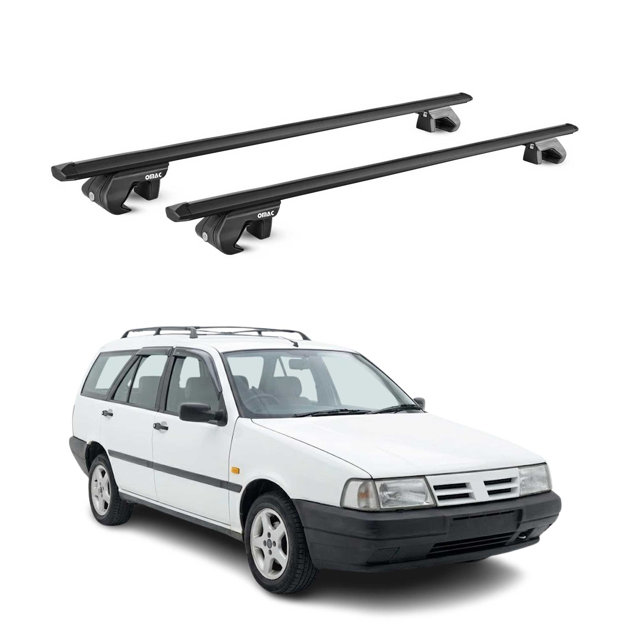 Barres de toit transversales pour Fiat Tempra Break 1990-1996 Aluminium Noir ABE