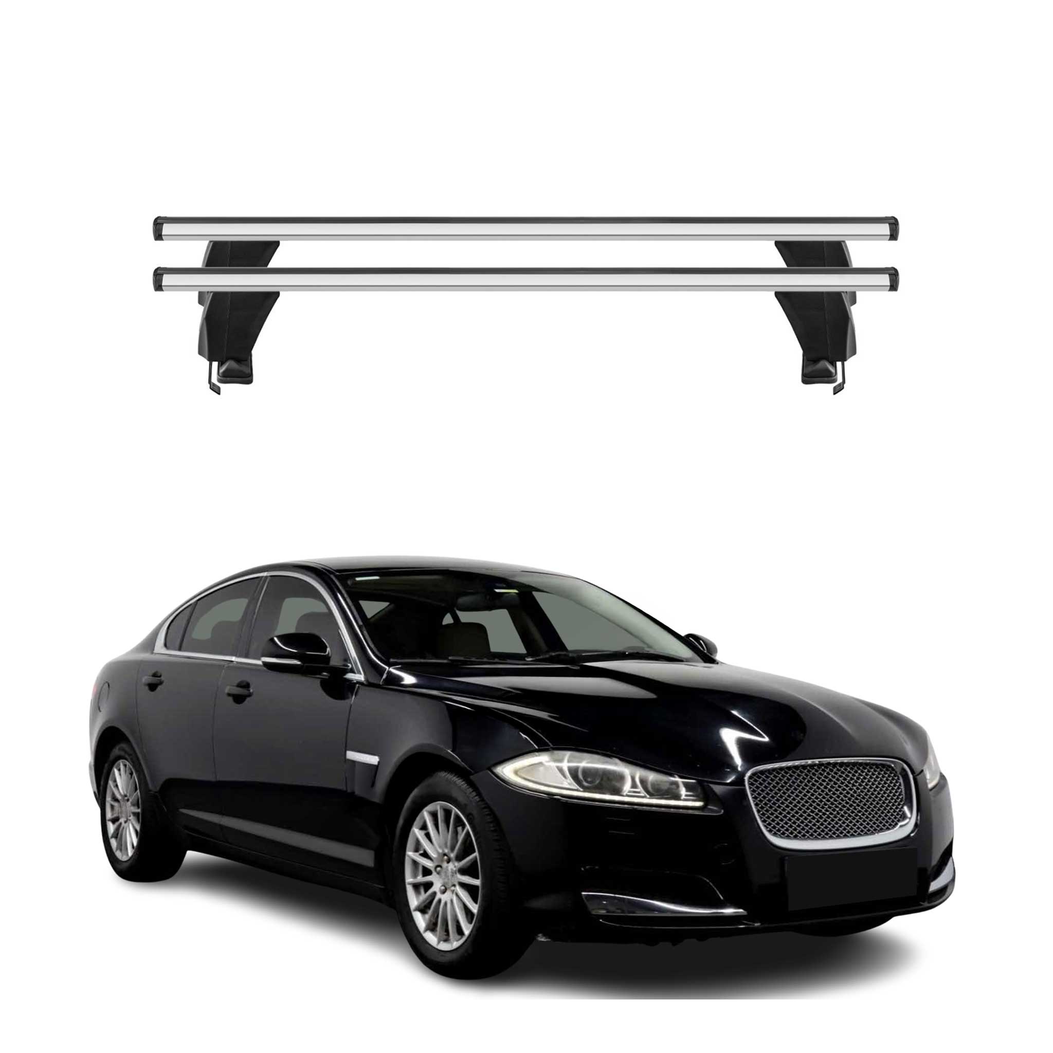 Menabo Barres de toit Transversales pour Jaguar XF X250 2008-2015 Gris ABE 2x