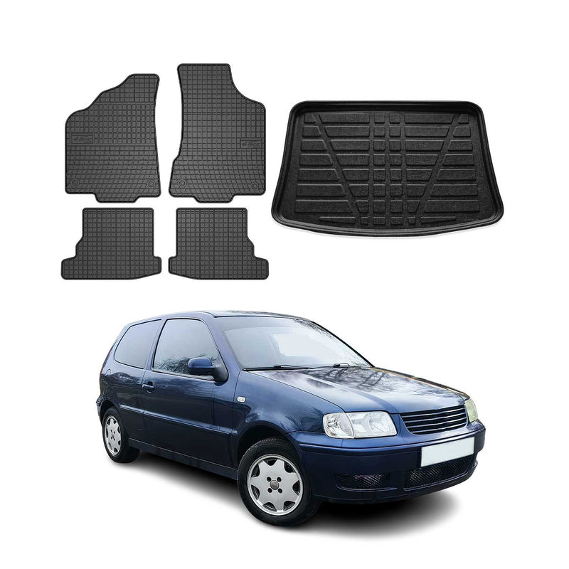 Kit Tapis de sol et coffre pour VW Polo 1999-2002 TPE Noir