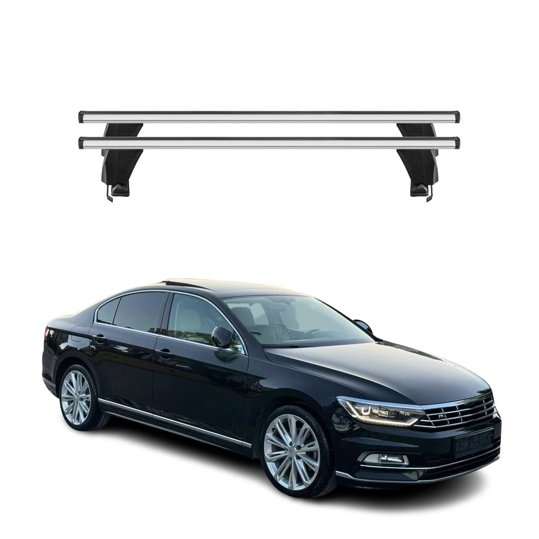 Menabo Barres de toit Transversales pour VW Passat B8 2014-2020 Alu Gris 2x ABE