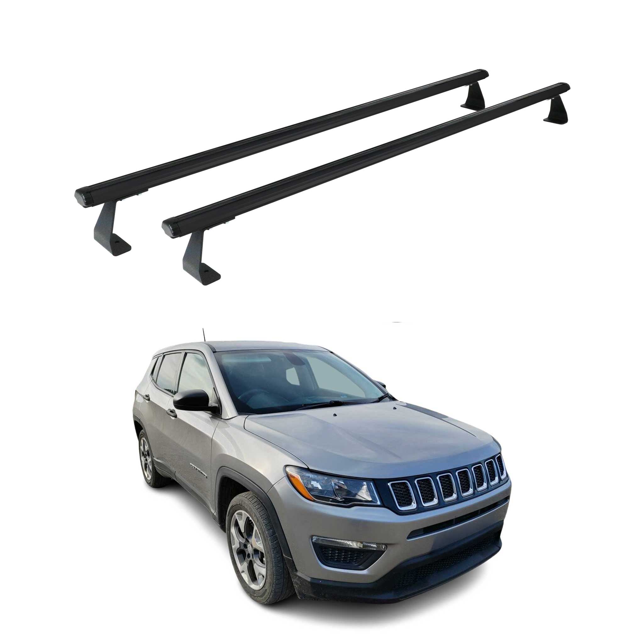 Barres de toit transversales pour Jeep Compass 2017-2025 Aluminium Noir
