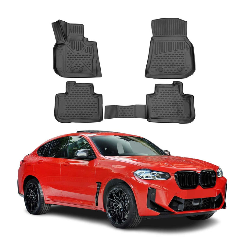 OMAC 3D Tapis de sol pour BMW X4 G02 2018-2024 sur mesure en caoutchouc Noir