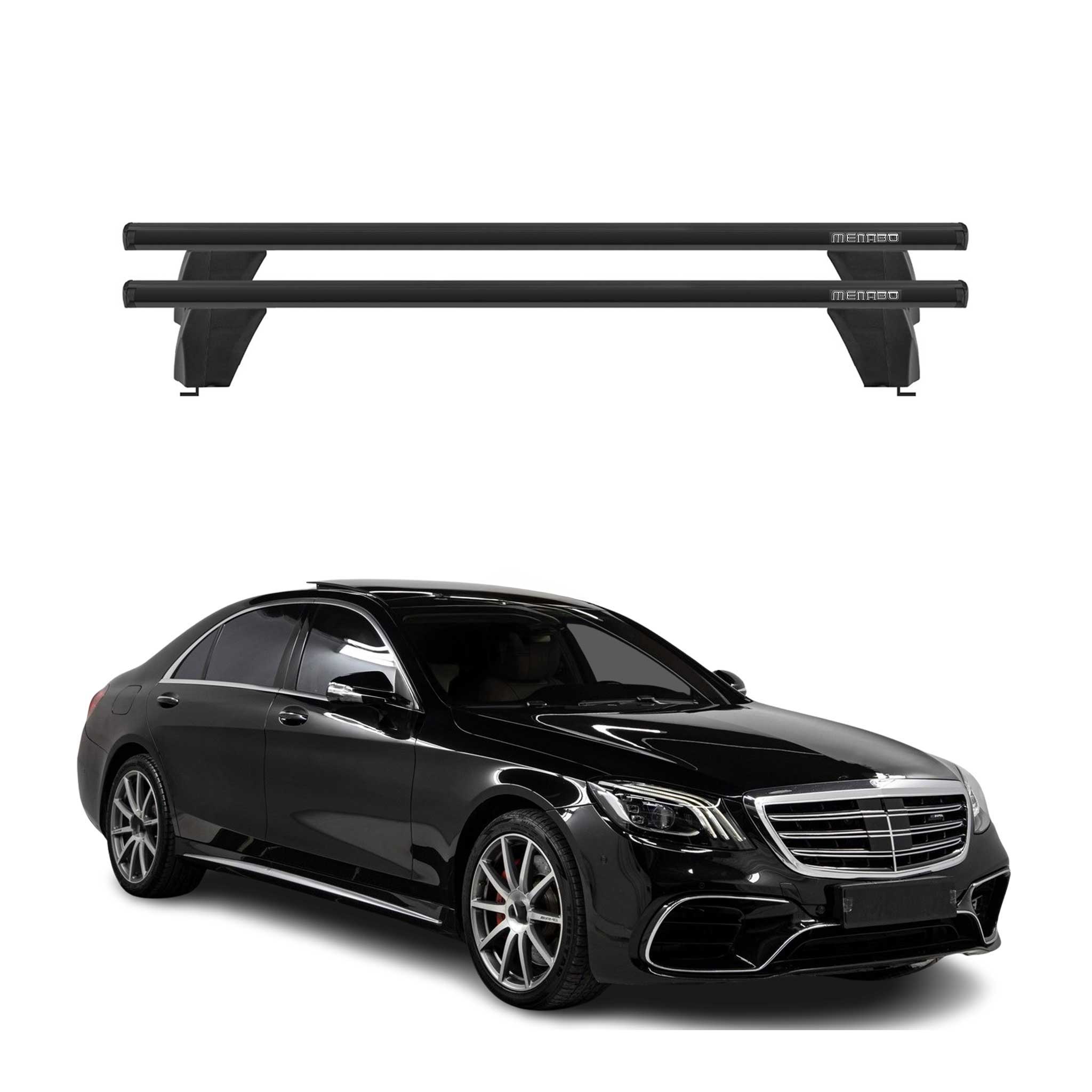 Menabo Barres de toit Transversales pour Mercedes S W222 2014-2020 Alu Noir ABE