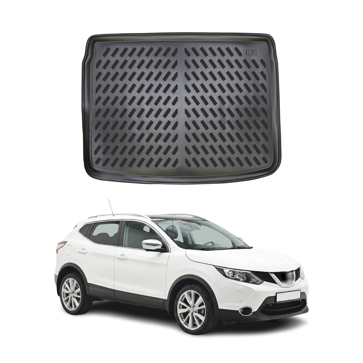 Tapis de coffre Supérieur pour Nissan Qashqai 2014-2021 Noir 3D en TPE