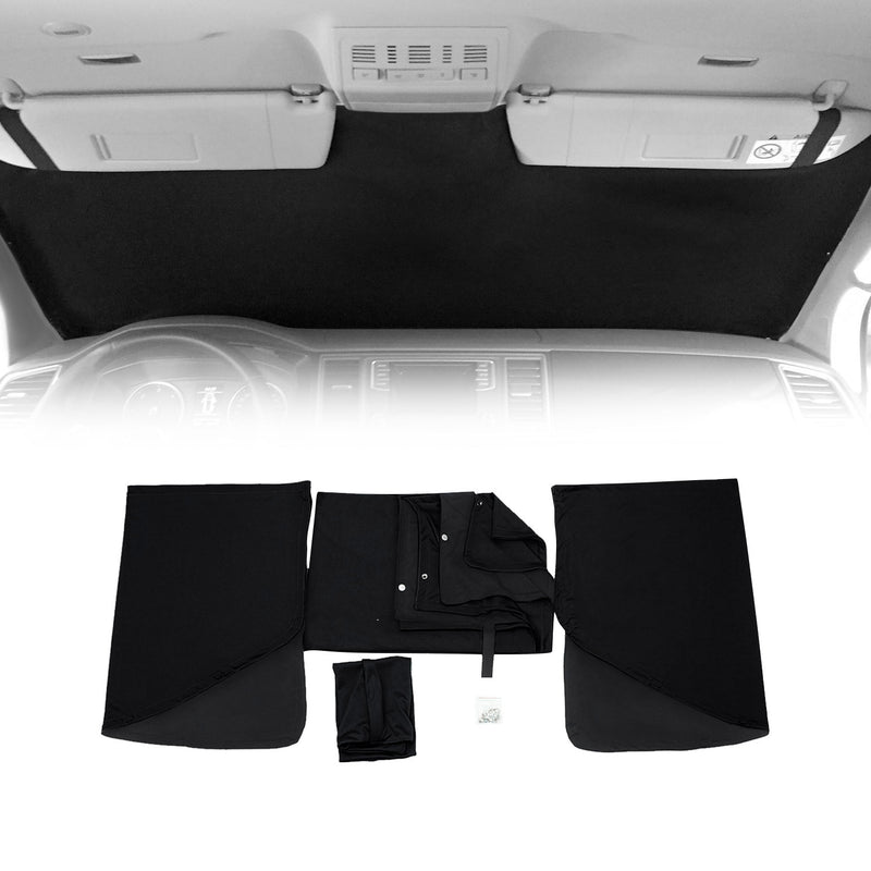 Rideaux Pare-soleil Pour Fenêtres Latérales VW T5/T6 (2003-2015) - Tissu Noir/gris 50x47 Cm, Rails Extensibles - Intimité Et Protection Thermique - 6