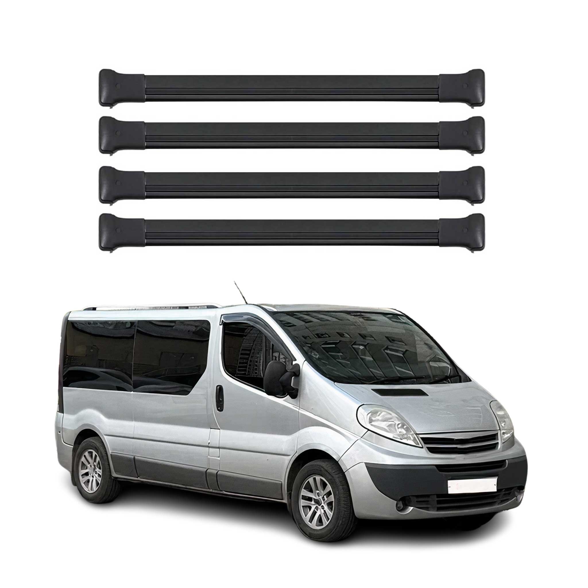 Barres de toit transversales pour Nissan Primastar 2001-2014 en Alu noir