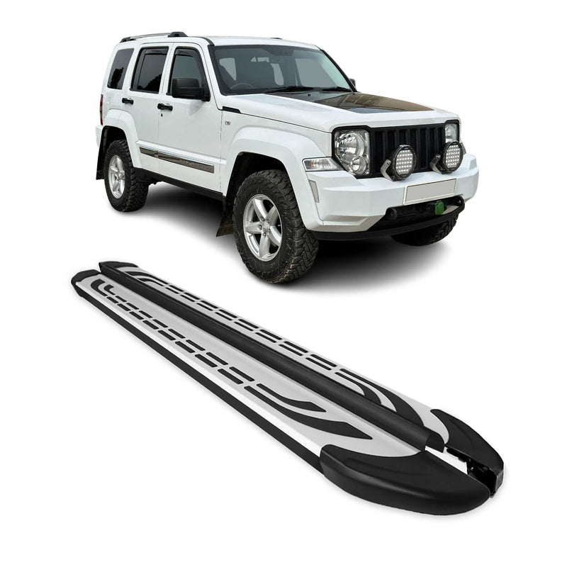Marchepieds Latéraux pour Jeep Cherokee 2008-2013 Aluminium Gris Noir 2Pcs