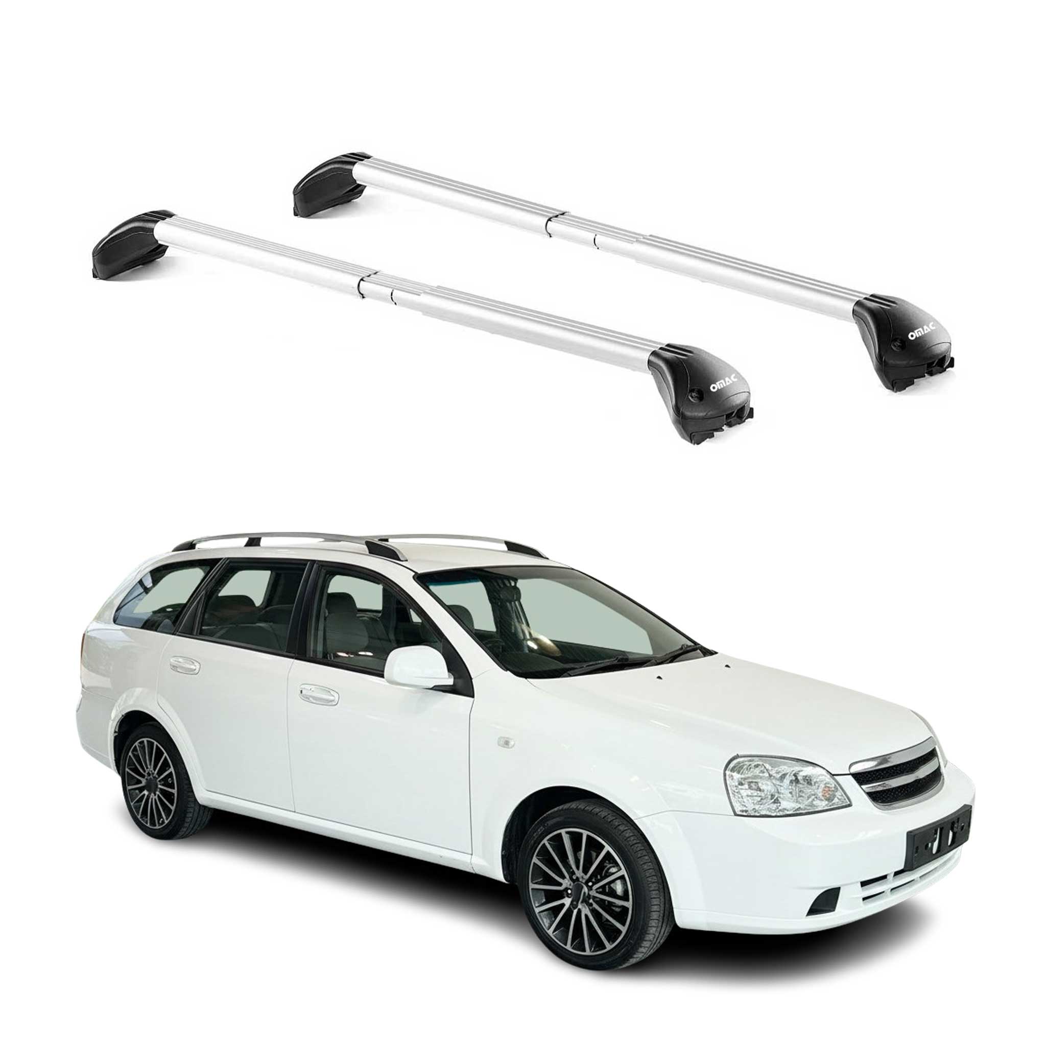 Barres de toit pour Chevrolet Nubira Wagon 2004-2009 5P Gris Argenté 2x ABE