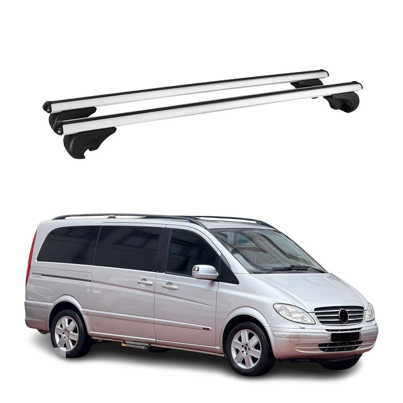 Barres de toit Transversales pour Mercedes Viano Vito 2003-2014 Aluminium Argent