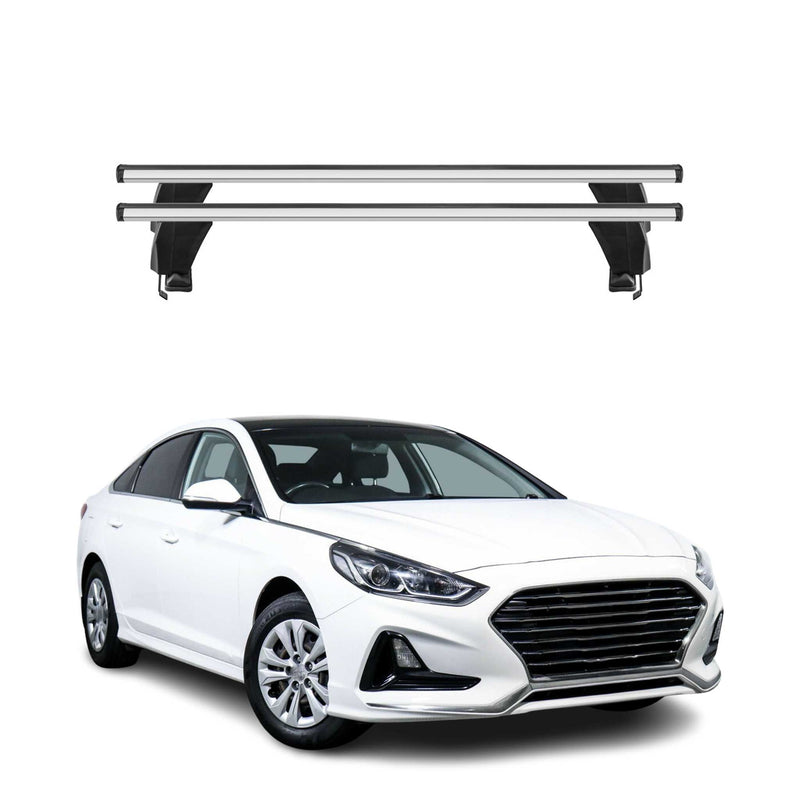 Menabo Barres de toit Transversales pour Hyundai Sonata VII 2015-2019 Alu Gris
