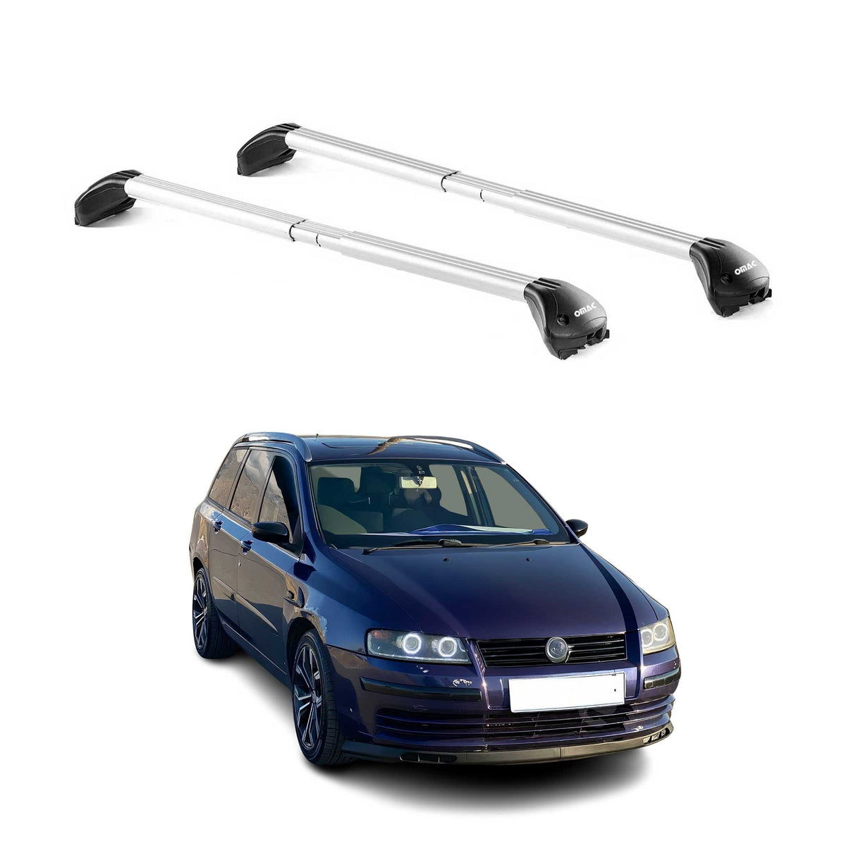 Barres de toit pour Fiat Stilo Wagon 2001-2010 5P Gris Argenté 2 pièces ABE