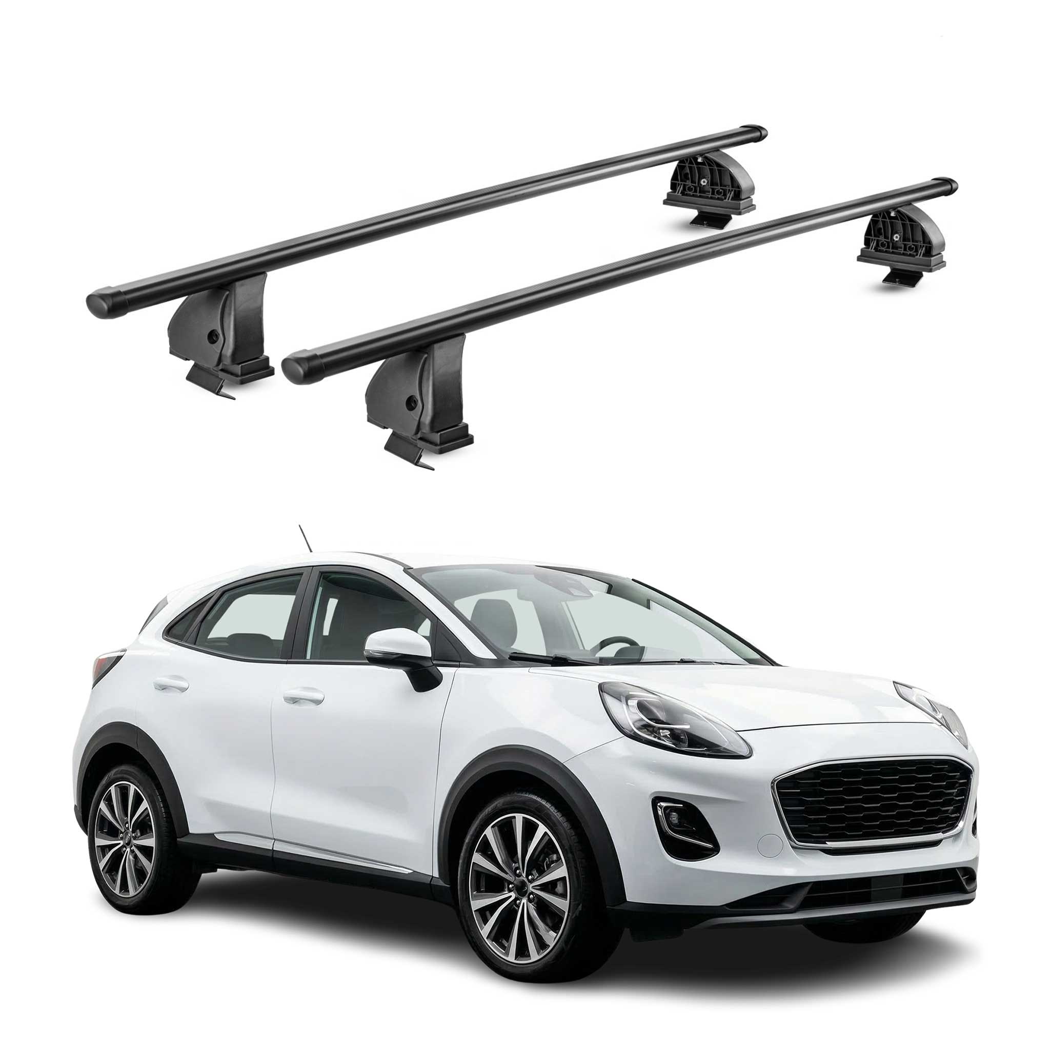 Barres de toit transversales acier pour Ford Puma 2019-2026 TÜV 75 kg Noir 2Pcs