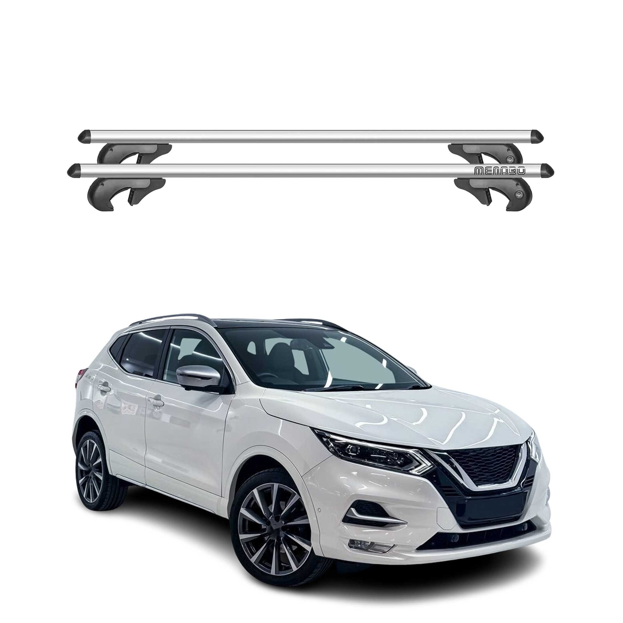 Barres de toit transversales pour Nissan Qashqai J11 2017-21 90kg Alu Gris