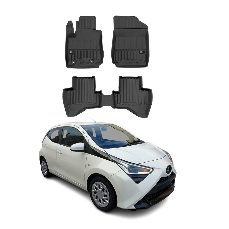 OMAC Tapis de sol en caoutchouc pour Toyota Aygo 2014-2022 Noir Premium