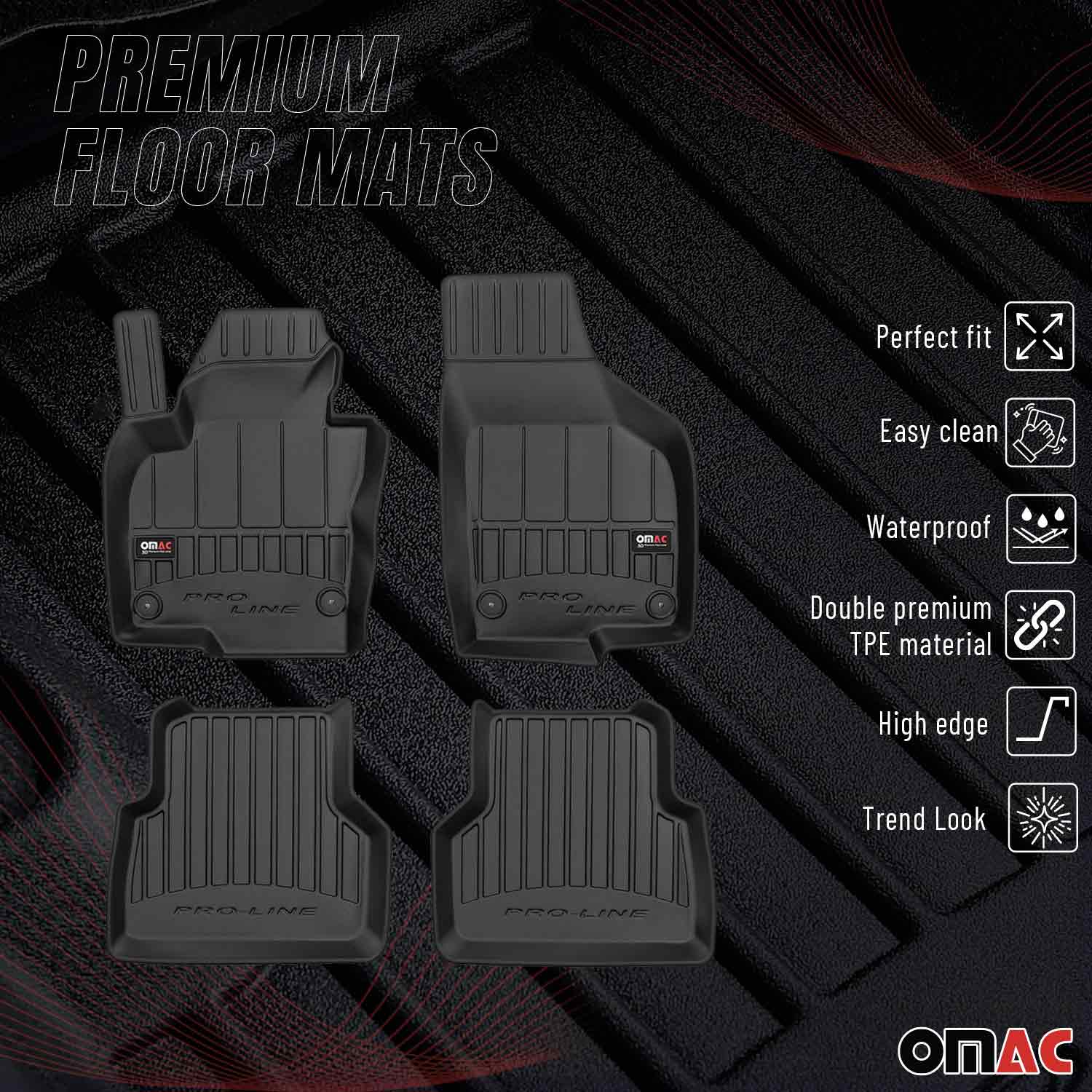 OMAC Tapis de sol en caoutchouc pour VW Tiguan 2007-2016 Noir Premium