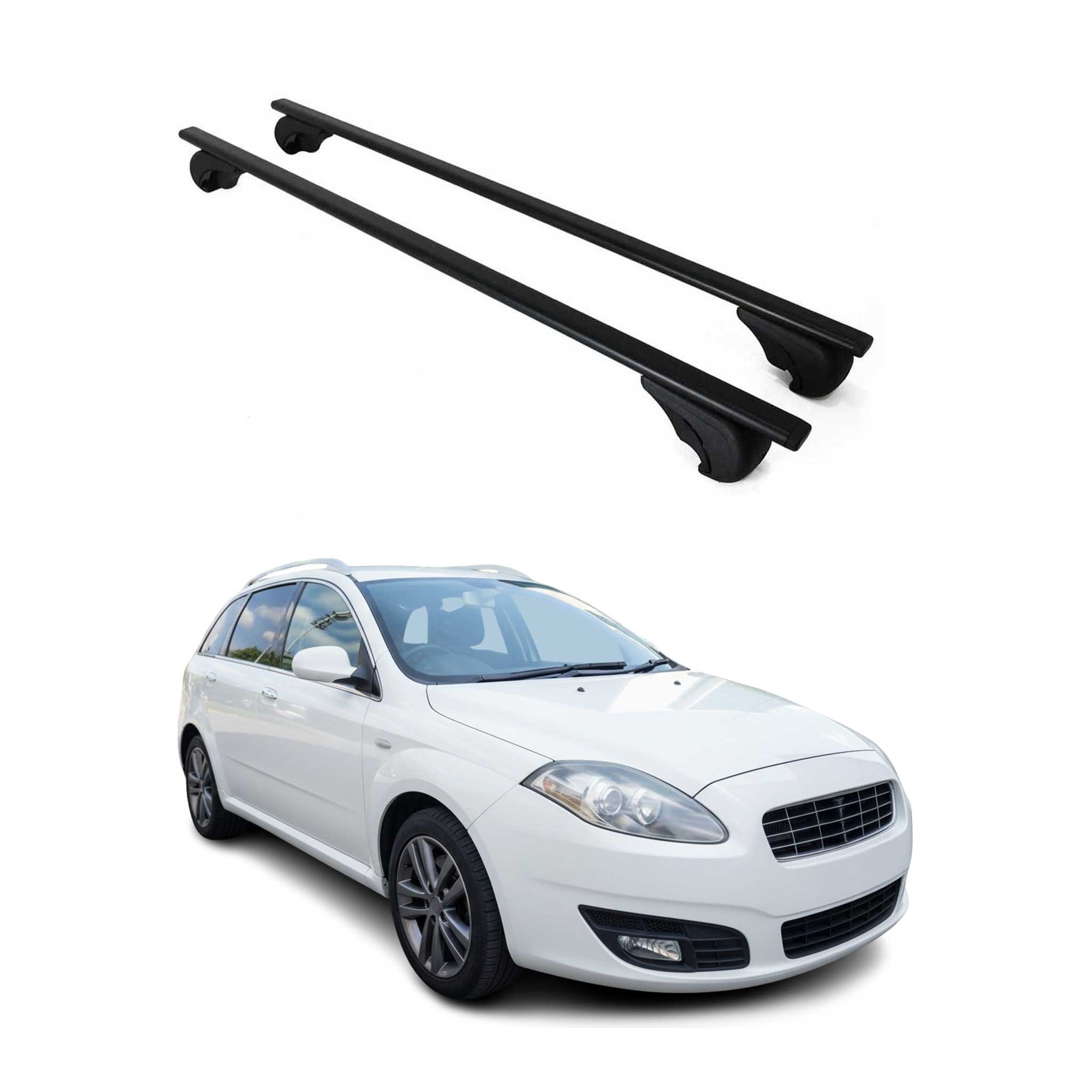 Barres de toit Transversales pour Fiat Croma 2005-2011 Break Fer Noir