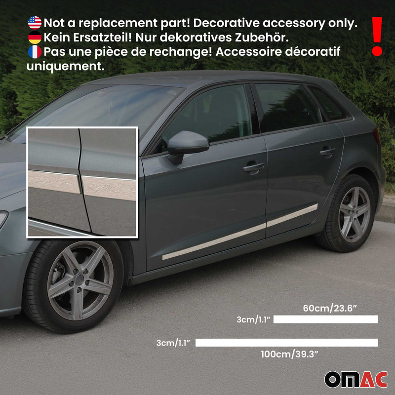 Garniture Baguette de porte latérale pour Audi A3 2012-2025 en acier inoxydable