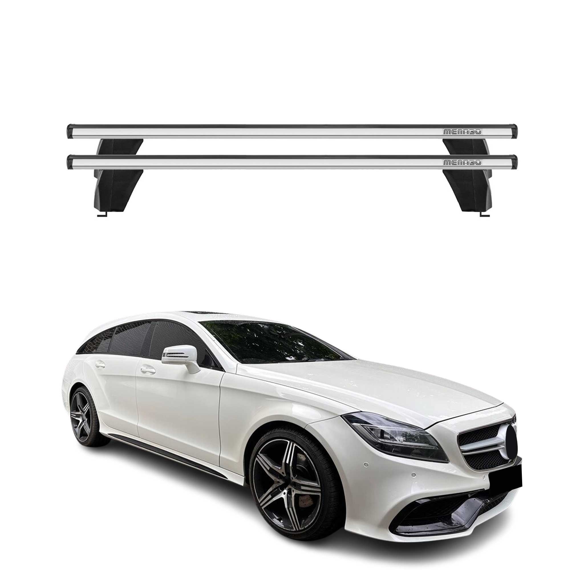 Menabo Barres de toit Transversales pour Mercedes CLS X218 2012-2014 Alu Gris