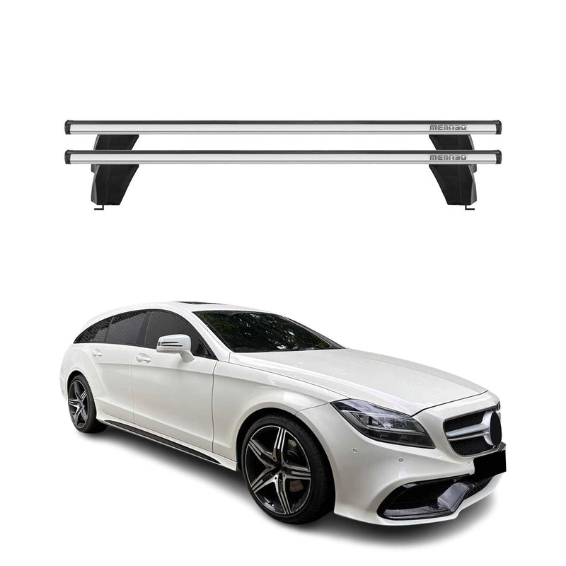 Menabo Barres de toit Transversales pour Mercedes CLS X218 2012-2014 Alu Gris