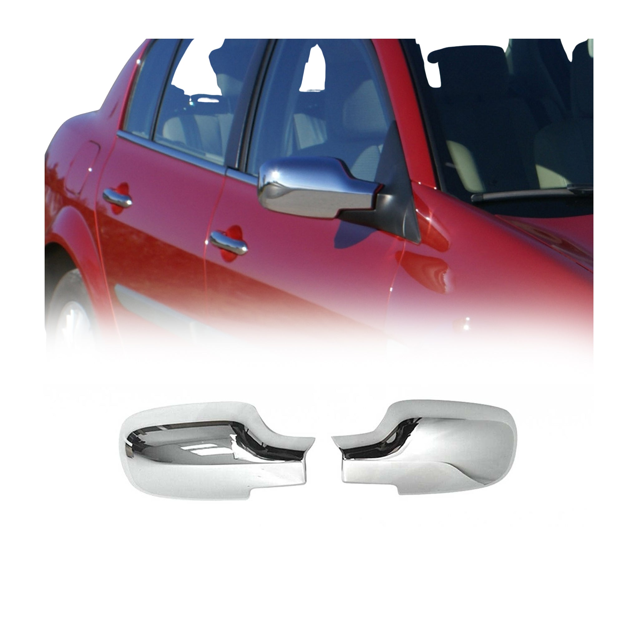 Coques de Rétroviseurs pour Renault Scenic II 2003-2009 2x Plastique ABS Chromé
