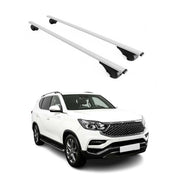 Barres de toit Transversales pour Ssangyong Rexton Y400 2017-2021 Fer Argent