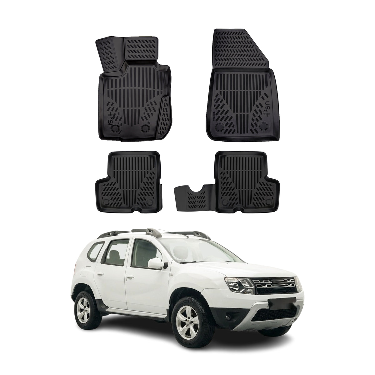 Tapis de sol pour Dacia Duster 1 2013-2015 Noir 3D en TPE 4Pcs