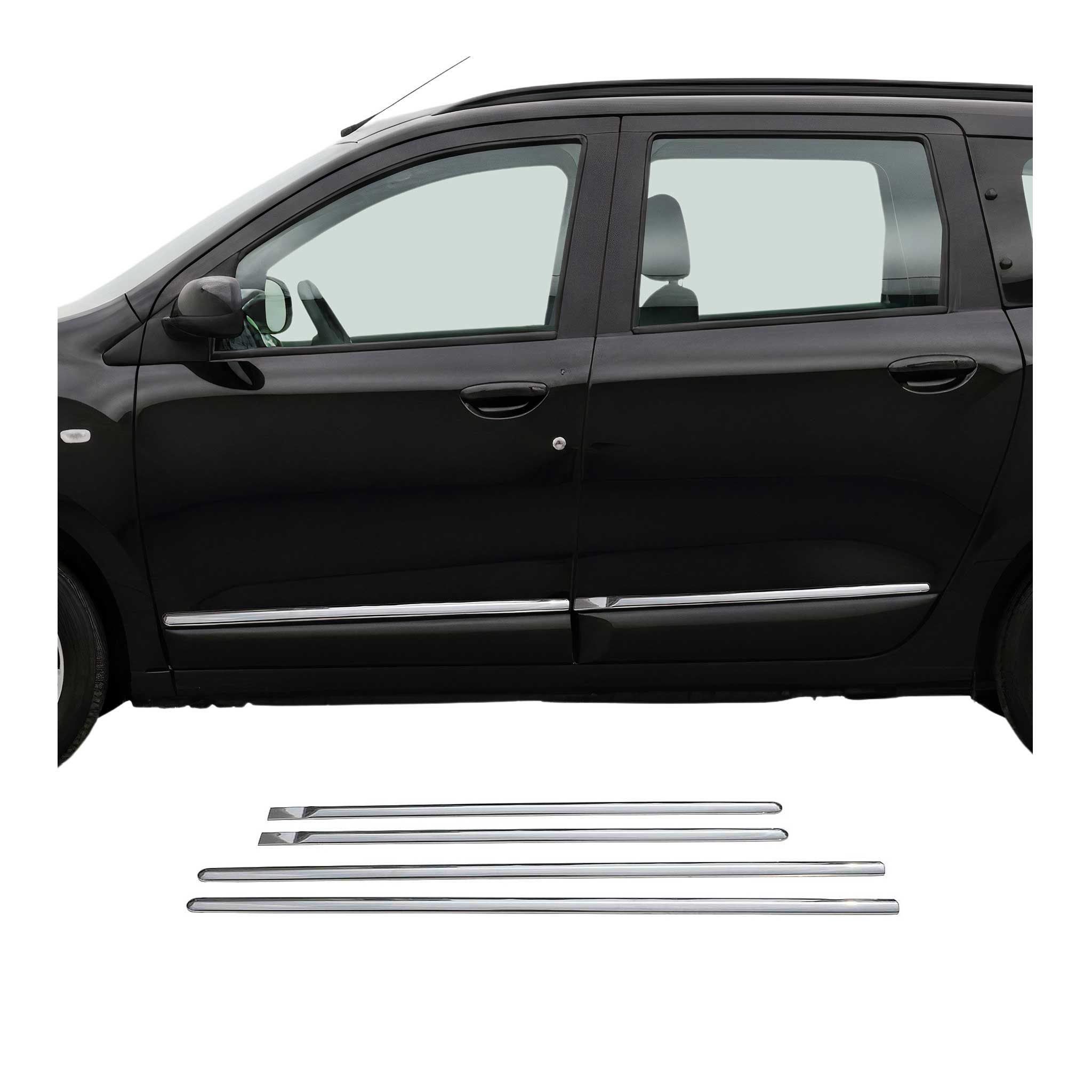 Garniture Baguette de porte latérale pour Dacia Lodgy en acier inoxydable 4Pcs