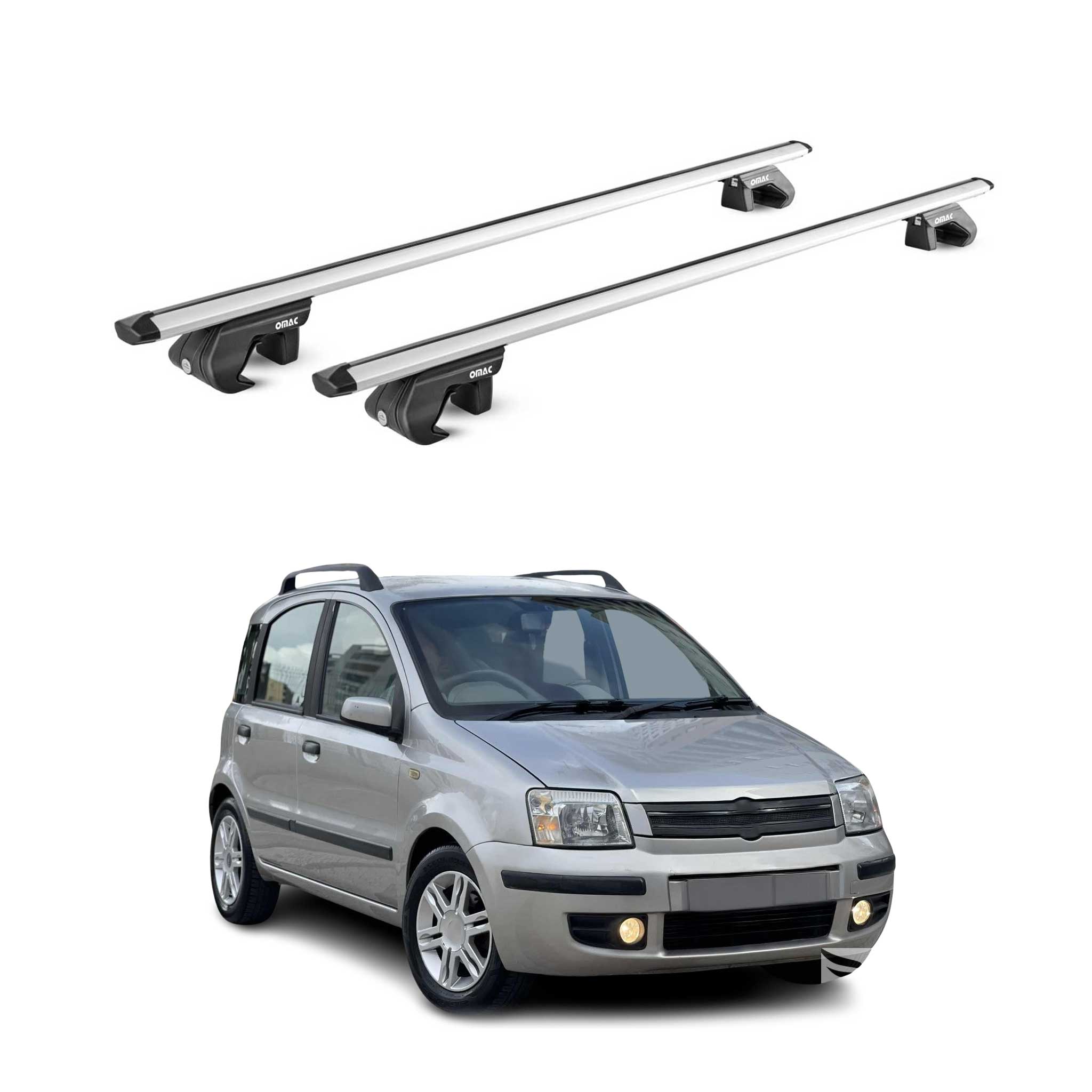 Barres de toit transversales ABE pour Fiat Panda II 2003-2012 5 P Alu Gris 2x