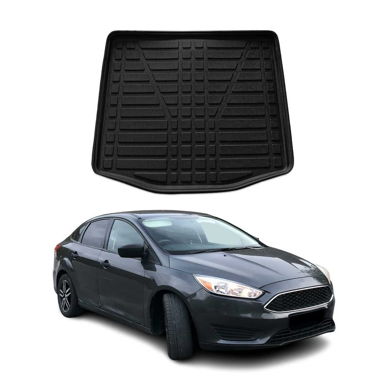 Tapis de Coffre pour Ford Focus mk3 2011-2018 Berline en Caoutchouc Noir 1x