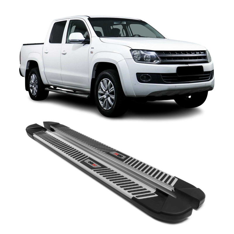 Marchepieds Latéraux pédale pour VW Amarok Double Cab 2010-22 Noir Gris Alu 2Pcs