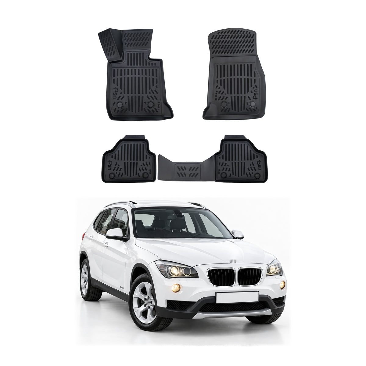 Tapis de sol pour BMW X1 - E84 2009-2015 Noir 3D en Caoutchouc TPE 4Pcs