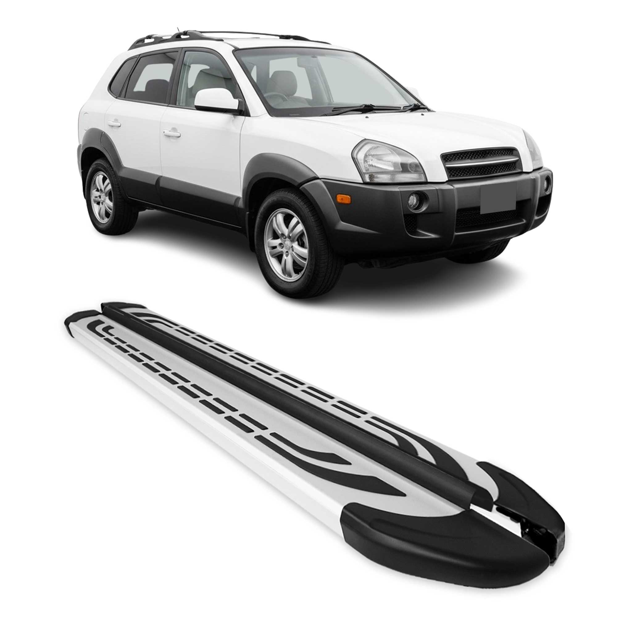 Marchepieds Latéraux pédale pour Hyundai Tucson 2004-2009 Aluminium Gris 2Pcs