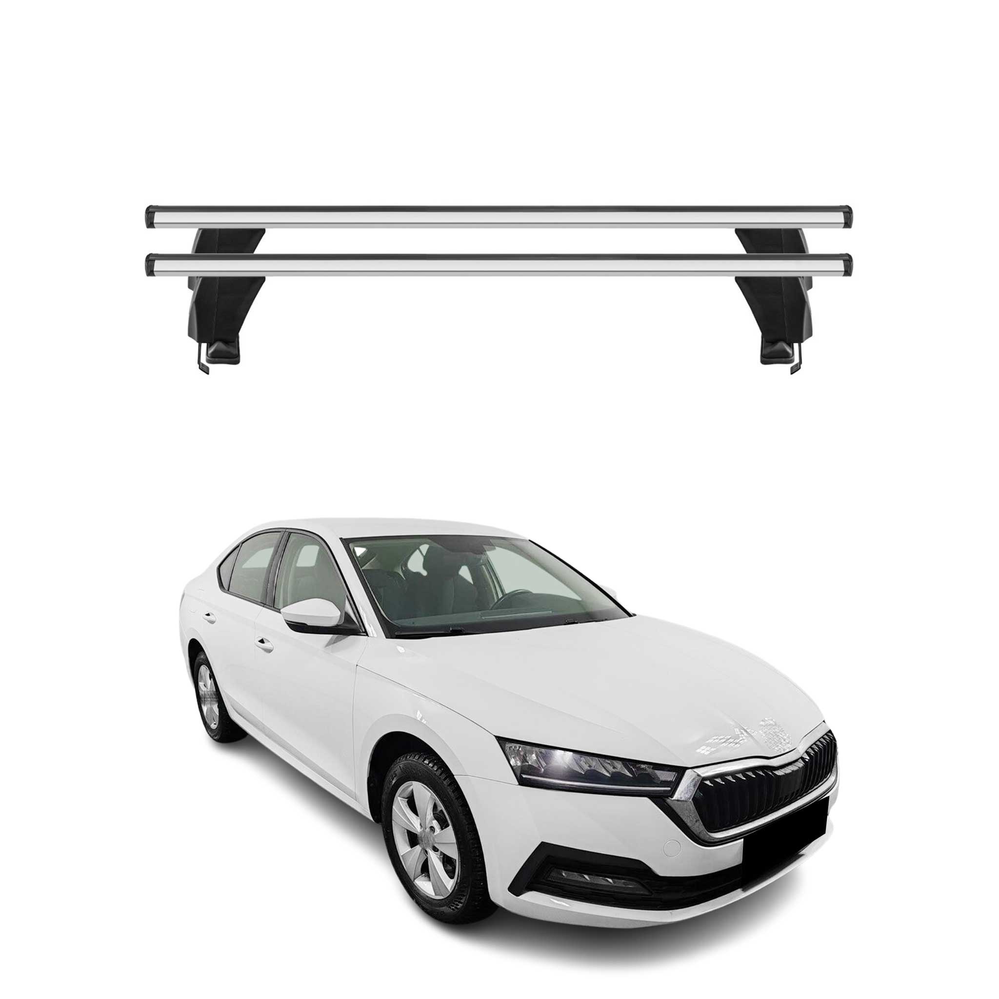 Menabo Barres de toit Transversales pour Skoda Octavia IV 2020-2025 Alu Gris ABE