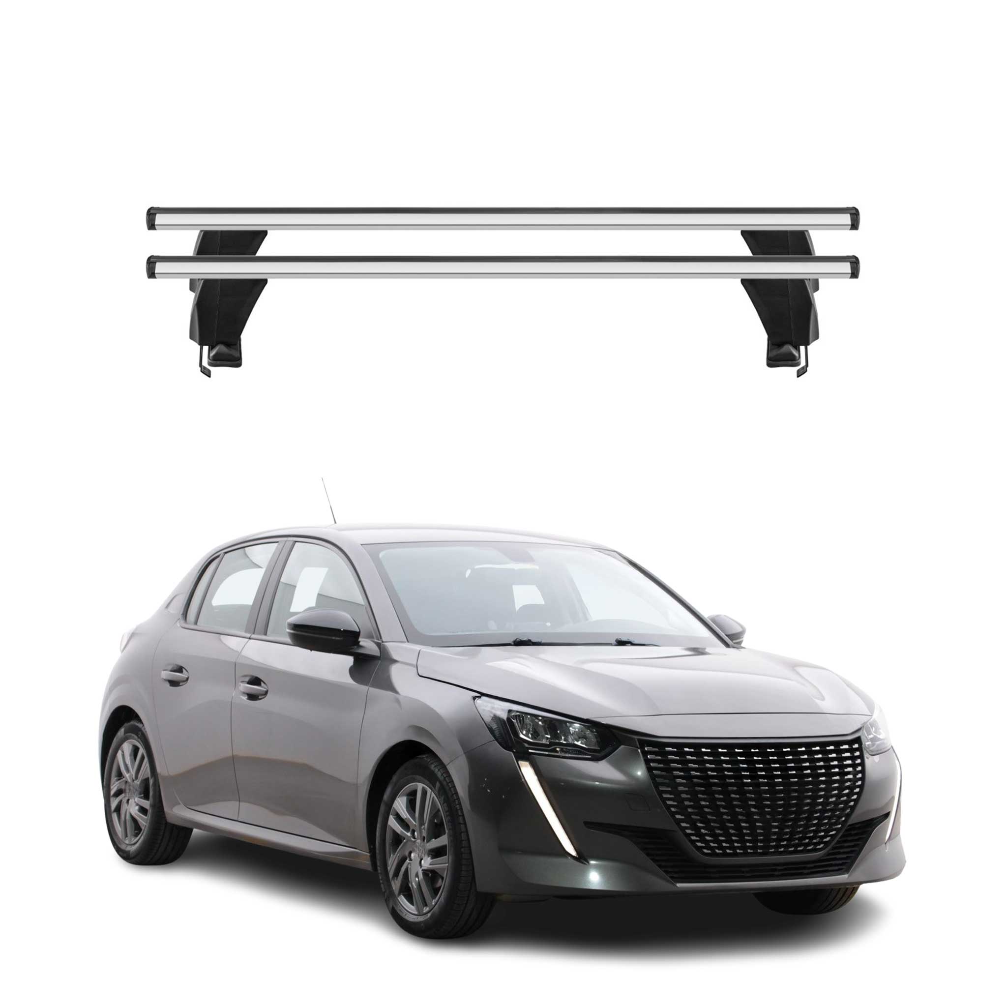 Menabo Barres de toit Transversales pour Peugeot 208 II 2019-2026 Gris ABE 2x