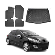 Kit Tapis de sol et coffre pour Peugeot 207 2006-2012 TPE Noir