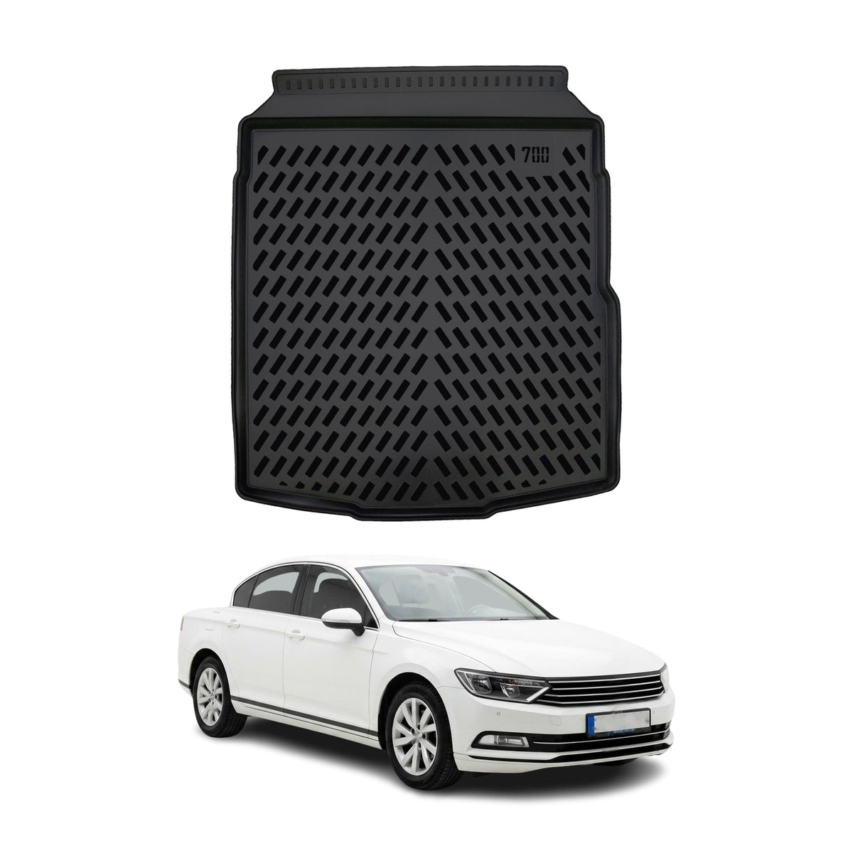 Tapis de coffre pour Volkswagen Passat B8 2014-2021 Noir 3D en Caoutchouc TPE