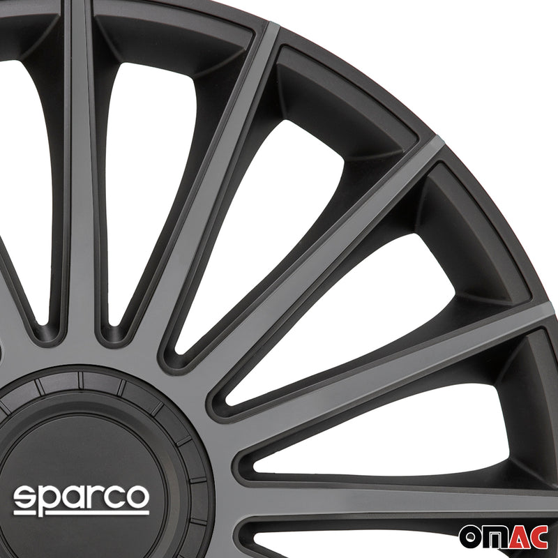 SPARCO Jeu Enjoliveurs de Roues 16 Pouces Noir Gris en ABS 4 piéces