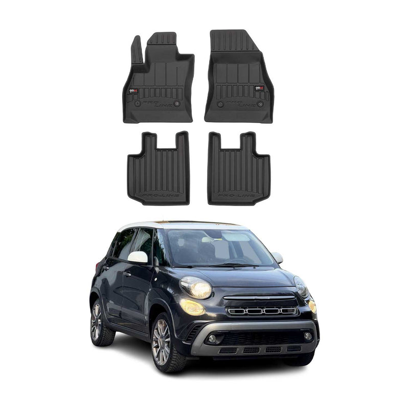 OMAC Tapis de sol en caoutchouc pour Fiat 500L 2012-2023 Noir Premium