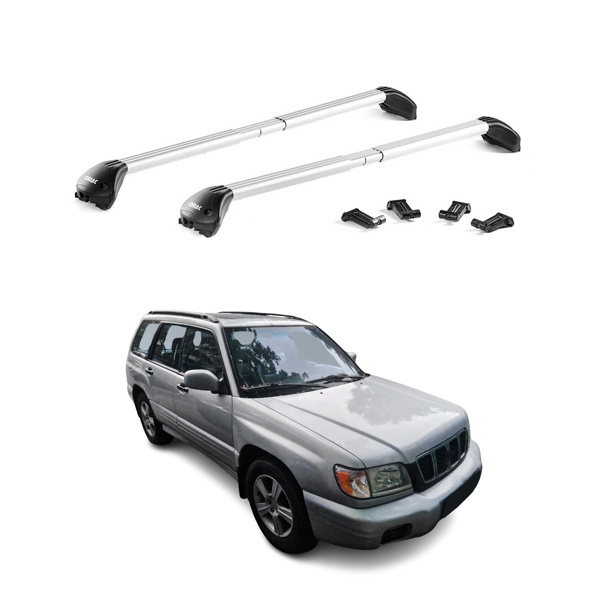 Barres de toit transversales pour Subaru Forester I 1997-2002 Alu Gris 2x ABE