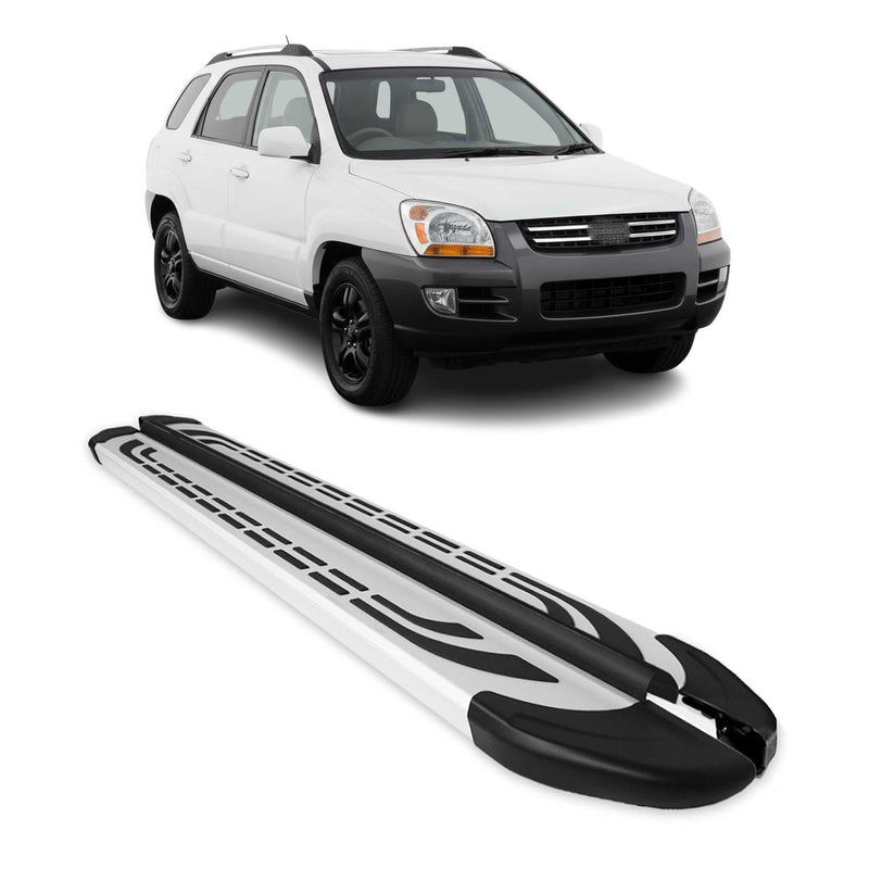 Marchepieds Latéraux pédale pour Kia Sportage 2004-2010 Aluminium Gris 2Pcs