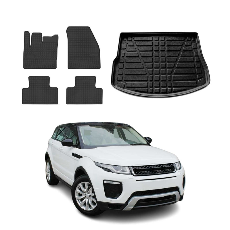 Kit Tapis de sol et coffre pour Range Rover Evoque 2012-2019 TPE Noir