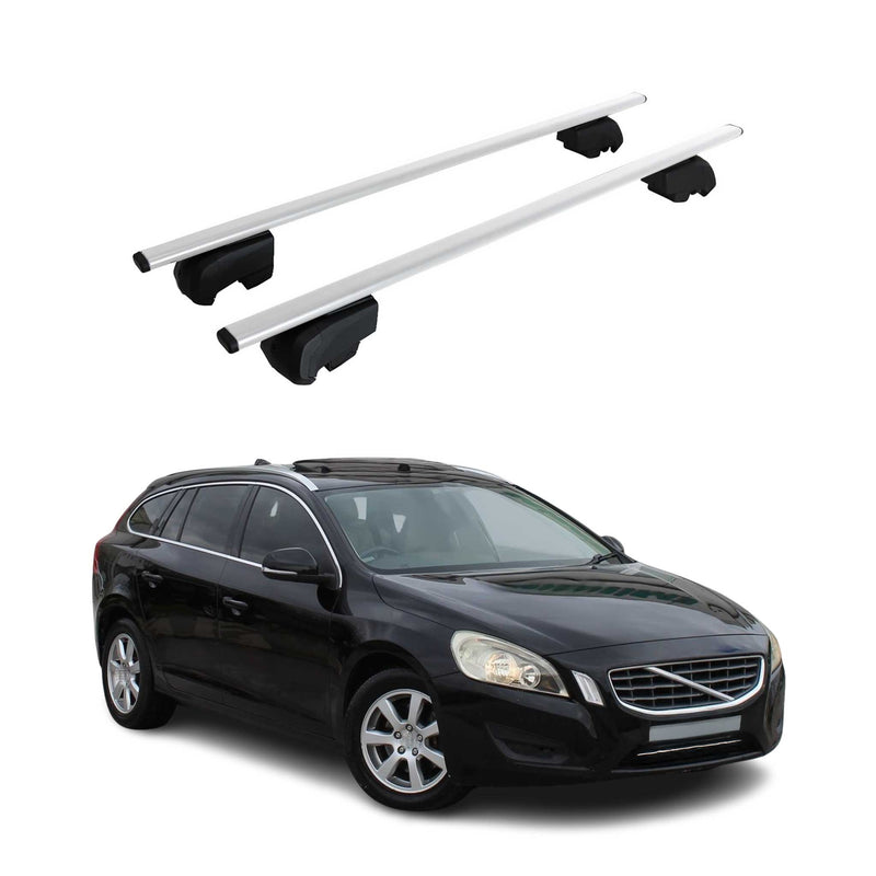 Barres de toit Transversales pour Volvo V60 2011-2018 ABE Fer Gris 2x