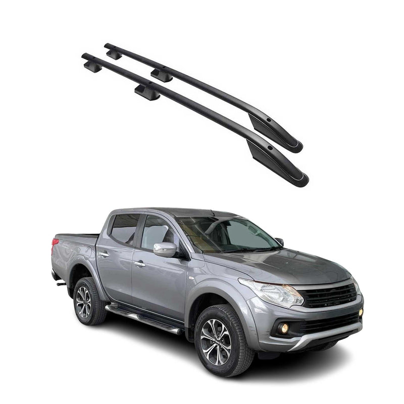 Barres de toit longitudinales pour Fiat Fullback 2015-2021 Aluminium Noir